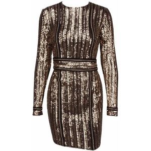 Gold and black sequin dress